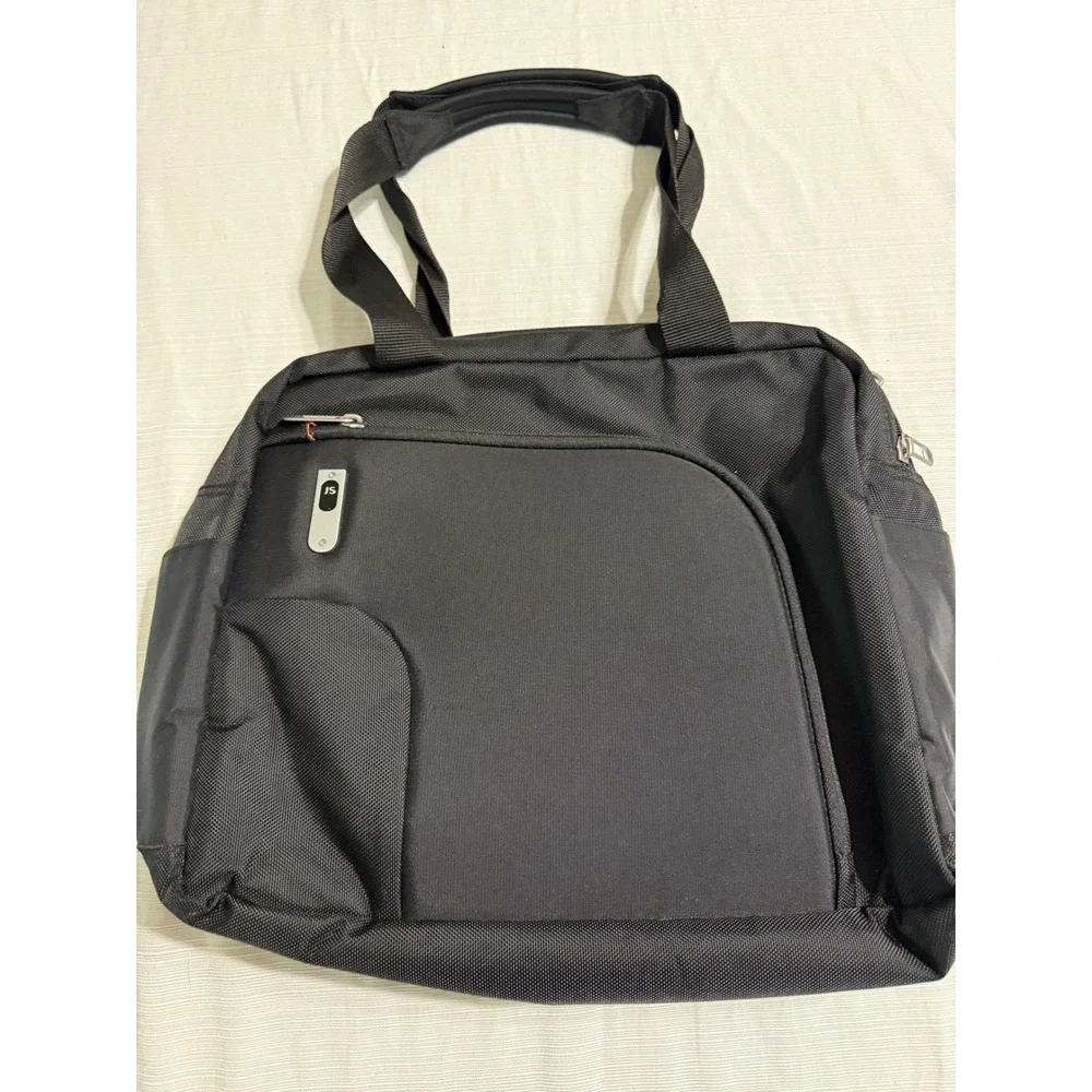 JanSport Black Nylon Laptop Messenger Bag Tote Briefcase Multi-Pocket
